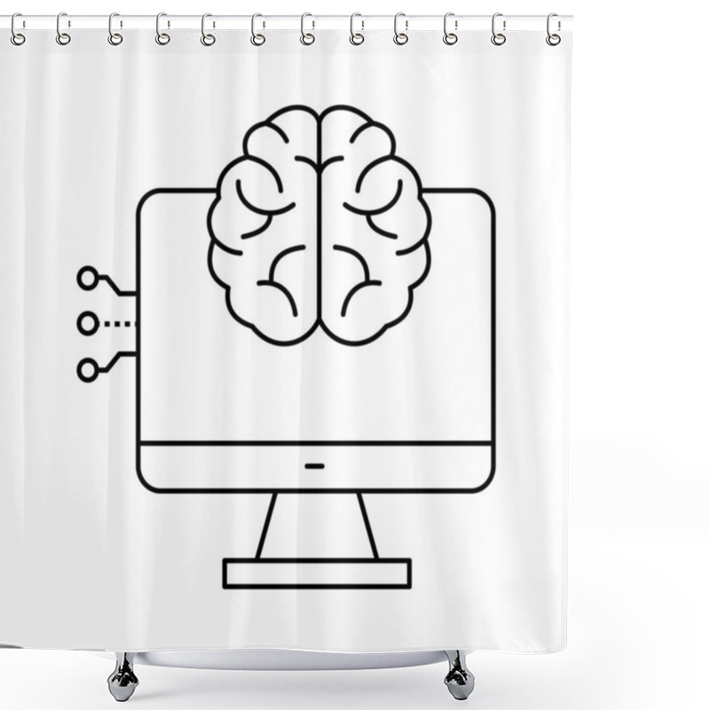 Personality  AI Computing Interface Vector Icon Design, User Interface, AI Interface, Neural Networks, Artificial Intelligence, Machine Learning Shower Curtains