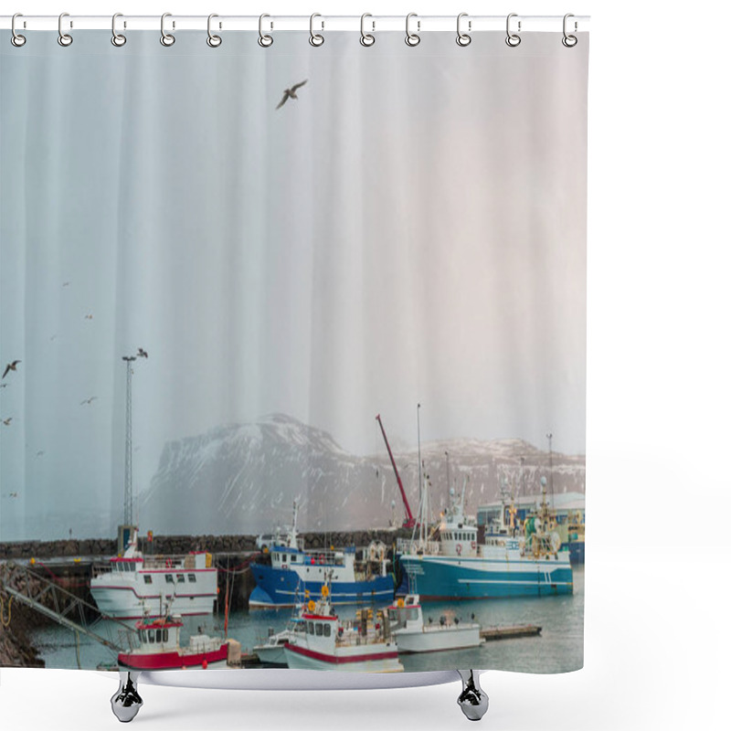 Personality  Ships In Harbour Shower Curtains