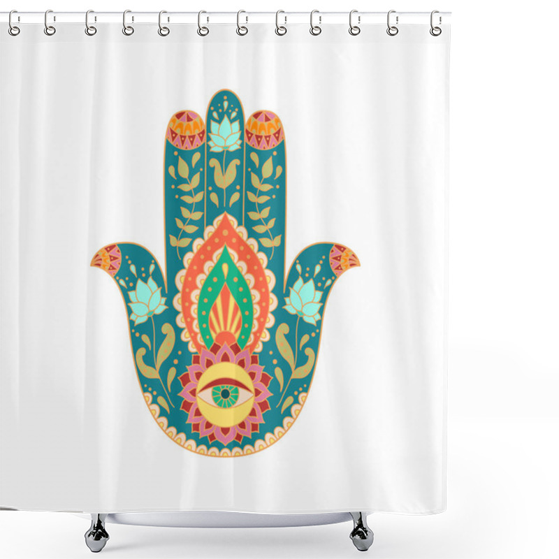 Personality  Indian Hand Drawn Hamsa Hand. Shower Curtains