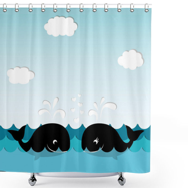 Personality  Card With Whales Shower Curtains