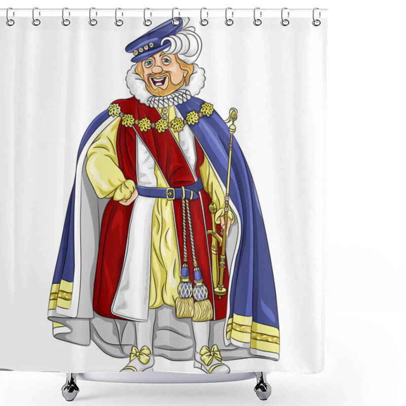 Personality  Vector Funny Fairytale Cartoon King Smiles Shower Curtains