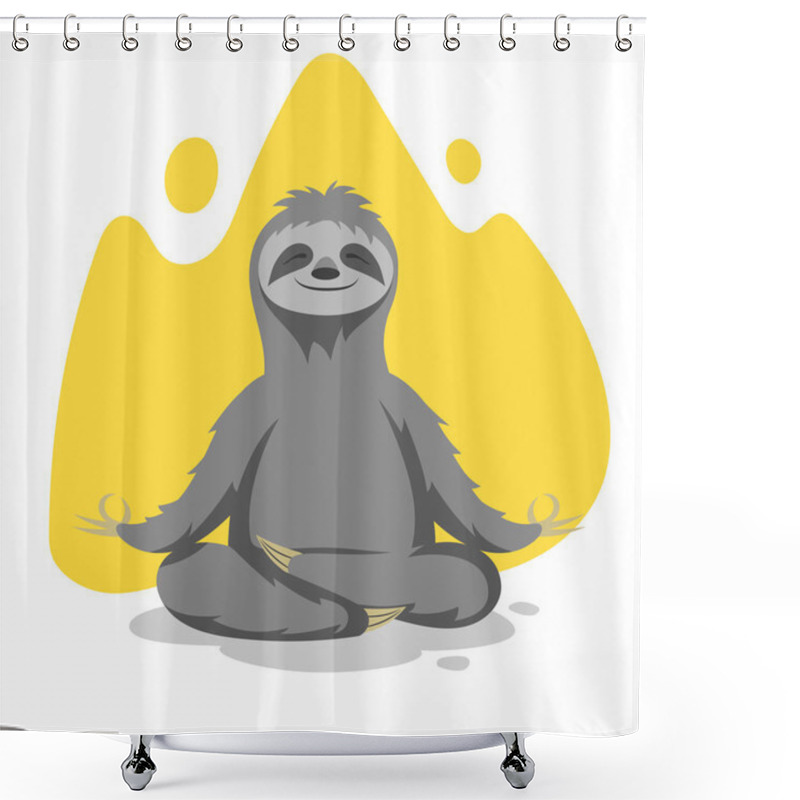 Personality  Vector Illustration Of Happy Cute Sloth Practicing Yoga Exercise Shower Curtains