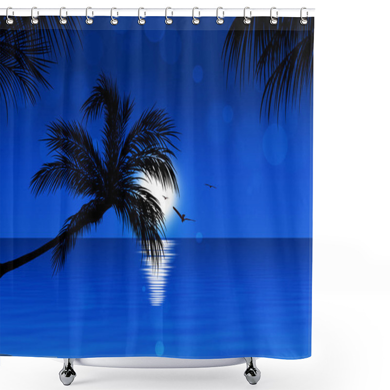 Personality  Blue Tropical Sunset Shower Curtains