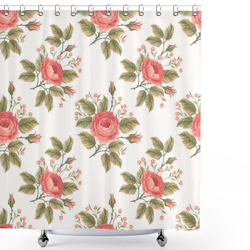 Personality  Seamless Floral Pattern With Roses Shower Curtains