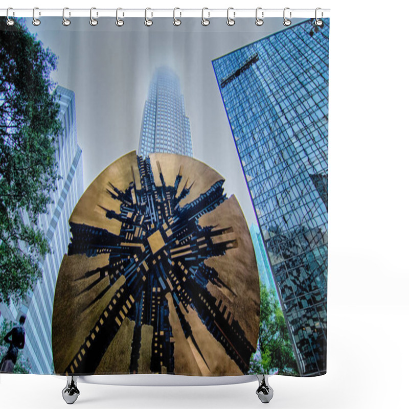 Personality  Sculpture In Uptown Charlotte Grande Disk Shower Curtains