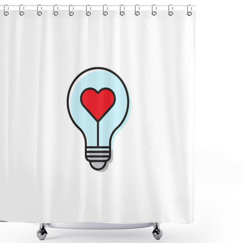 Personality  Heart Shape In A Light Bulb Vector Icon Concept, Isolated On White Background Shower Curtains