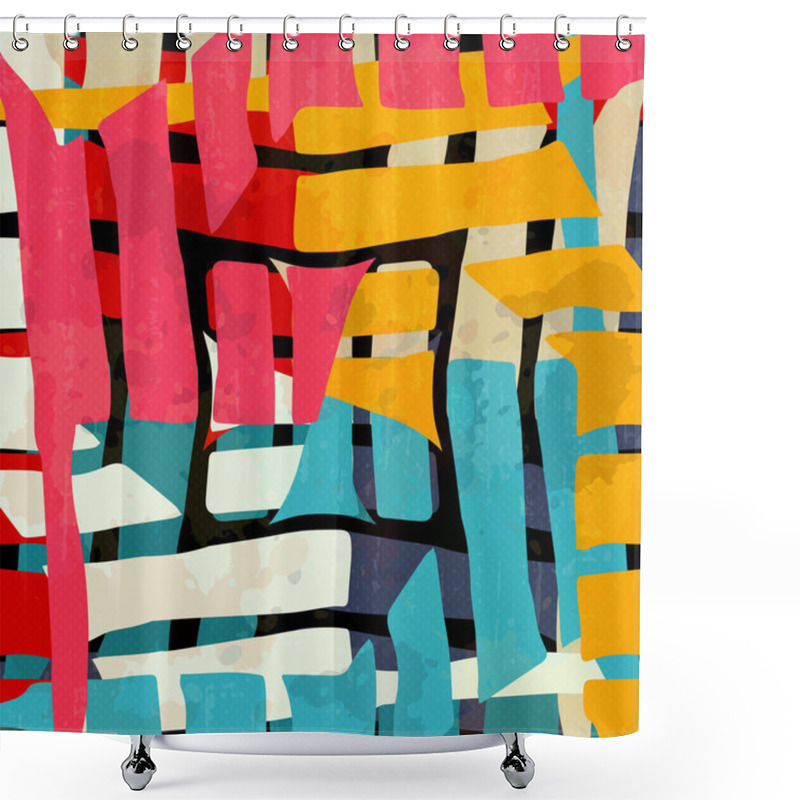 Personality  Abstract Geometric Objects Graffiti Grunge Effect Shower Curtains