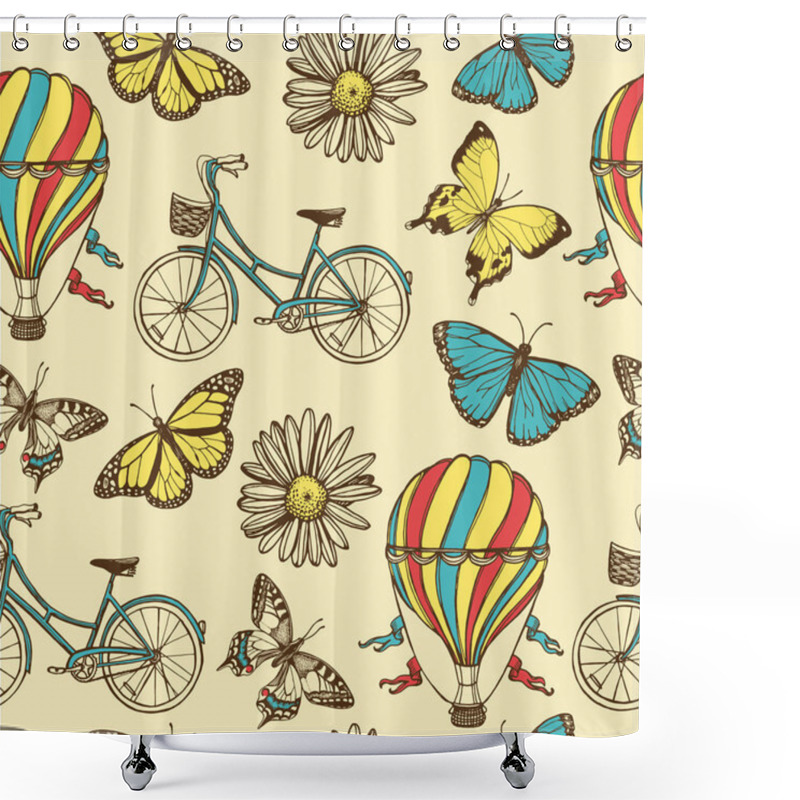 Personality  Hand Drawn Summer Seamless Pattern Shower Curtains