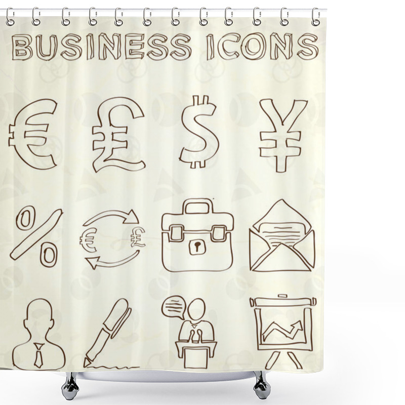 Personality  Hand Drawn Business Doodles. Vector Shower Curtains