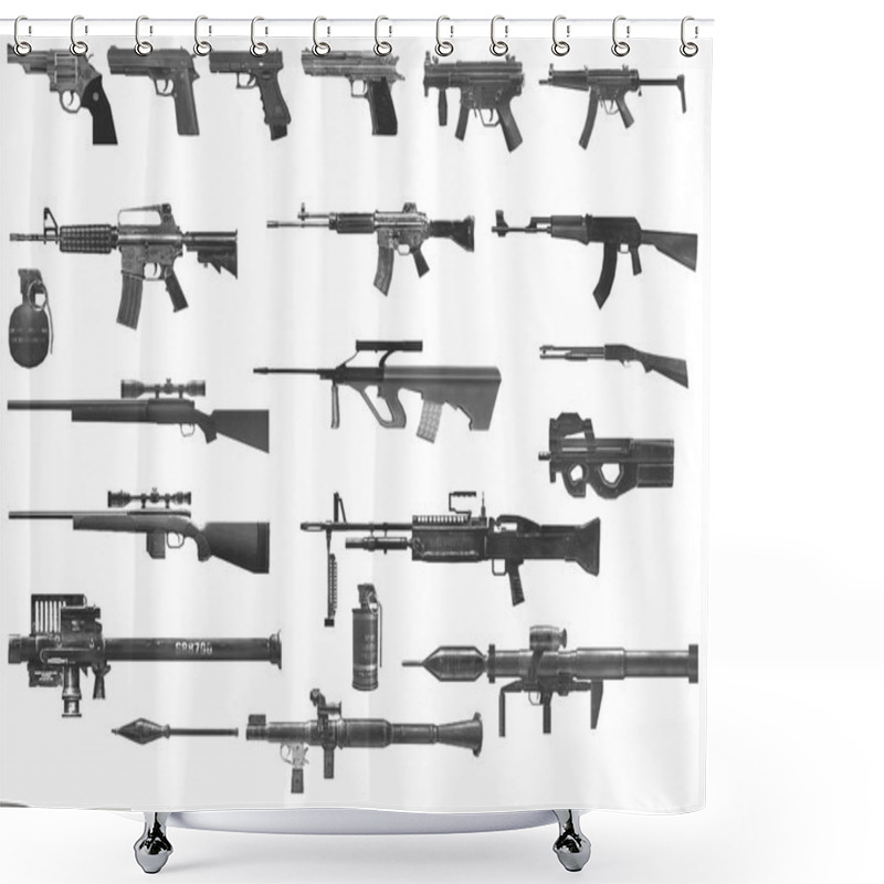 Personality  Weapons, White. Ak 47 Ak 74 Shower Curtains