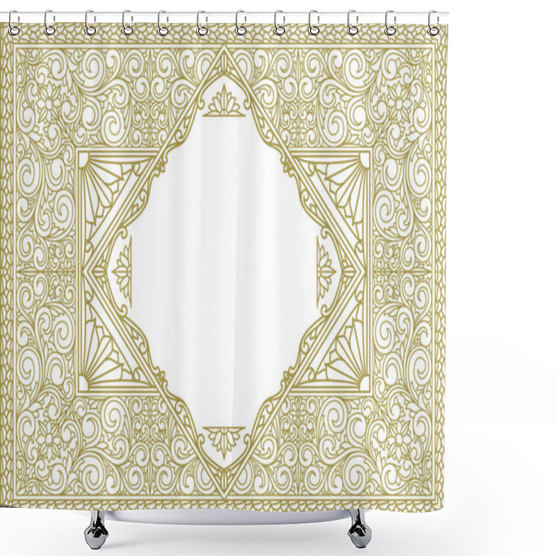 Personality  Decorative Monochrome Ornate Retro Design Blank Card Shower Curtains