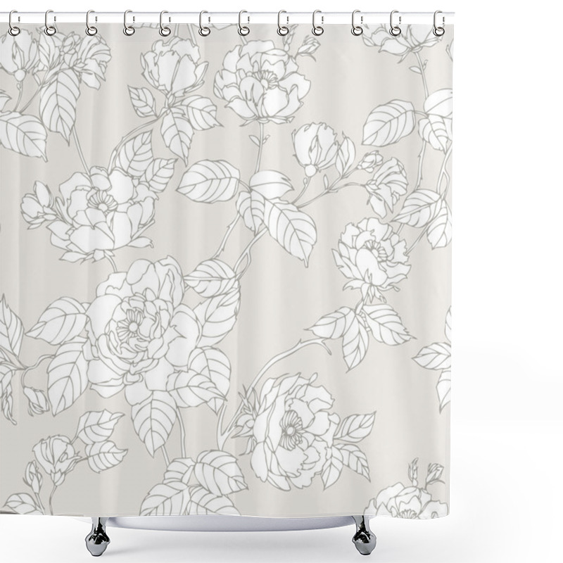 Personality  Seamless Pattern With Flowers Roses Shower Curtains