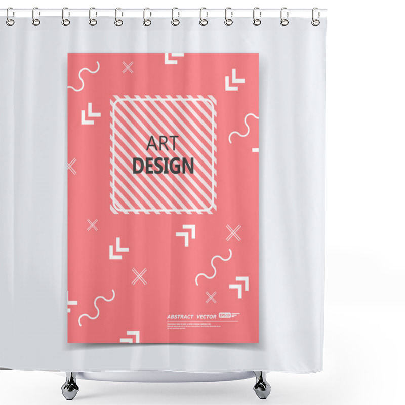 Personality  Abstract Composition. Text Frame Surface. A4 Brochure Cover. Orange Coral Title Sheet. Creative Logo Figure. Ad Banner Form Texture. Arrow, Zig-zag, Dagger Cross, Square, Lines Icon. Flyer Backdrop. Shower Curtains