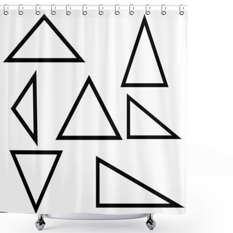 Personality  Triangles Set Vector Illustration. , Various Black Outlined Triangles Shower Curtains