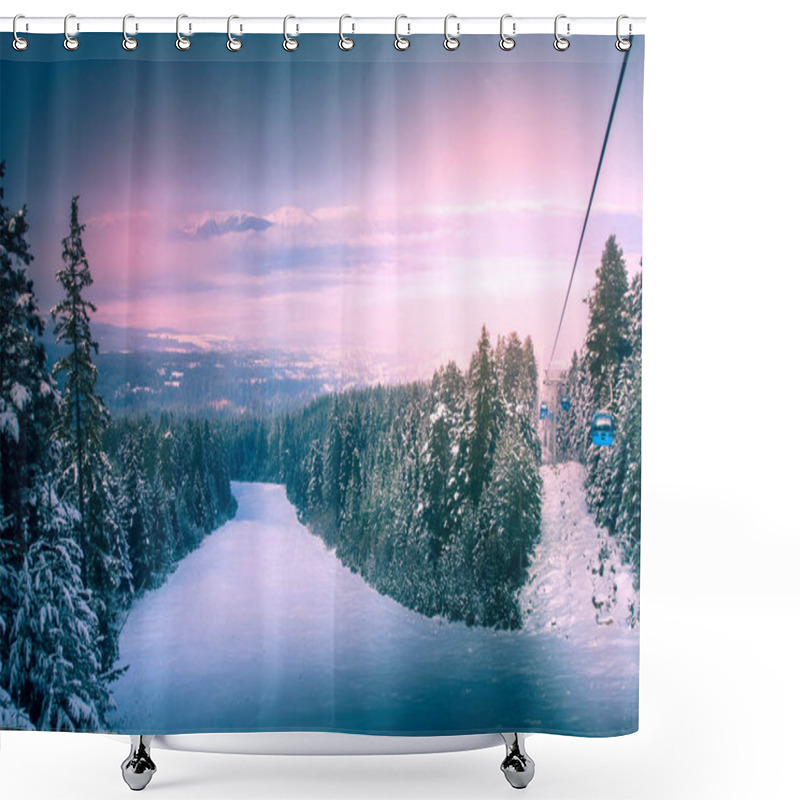 Personality  Ski Resort Bansko, Bulgaria, Ski Lift Shower Curtains