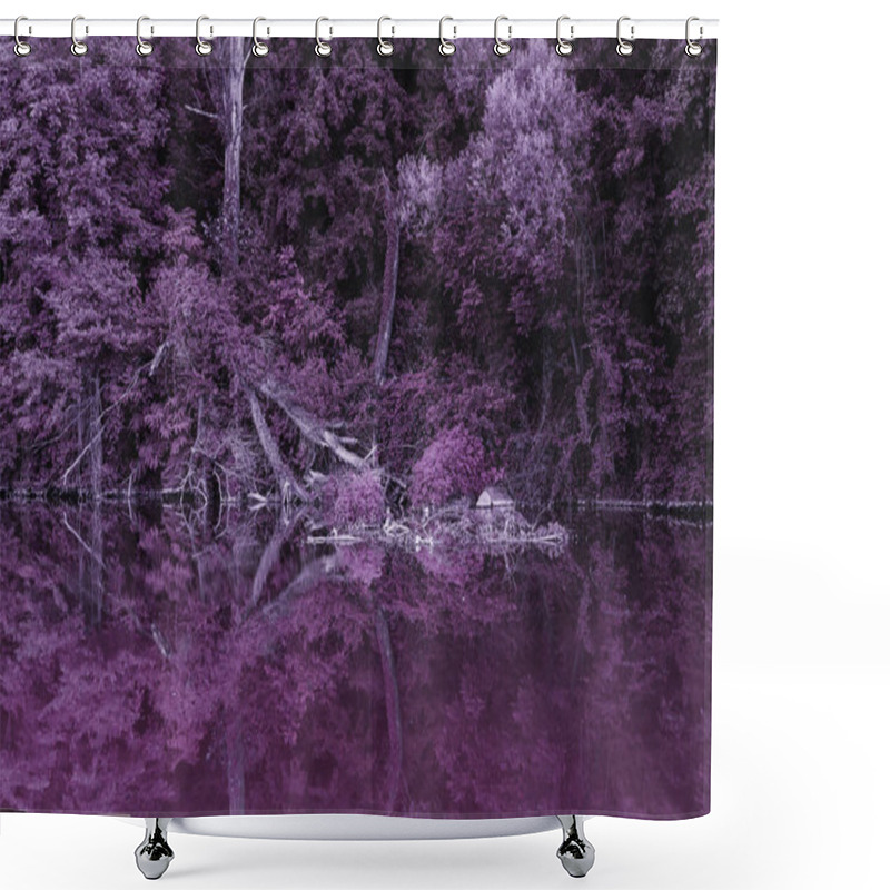 Personality  Abstract Purple Forest And River. Background, Textures, Magical Concept Shower Curtains