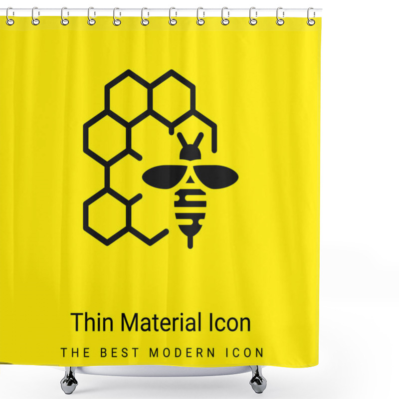 Personality  Apitherapy Minimal Bright Yellow Material Icon Shower Curtains