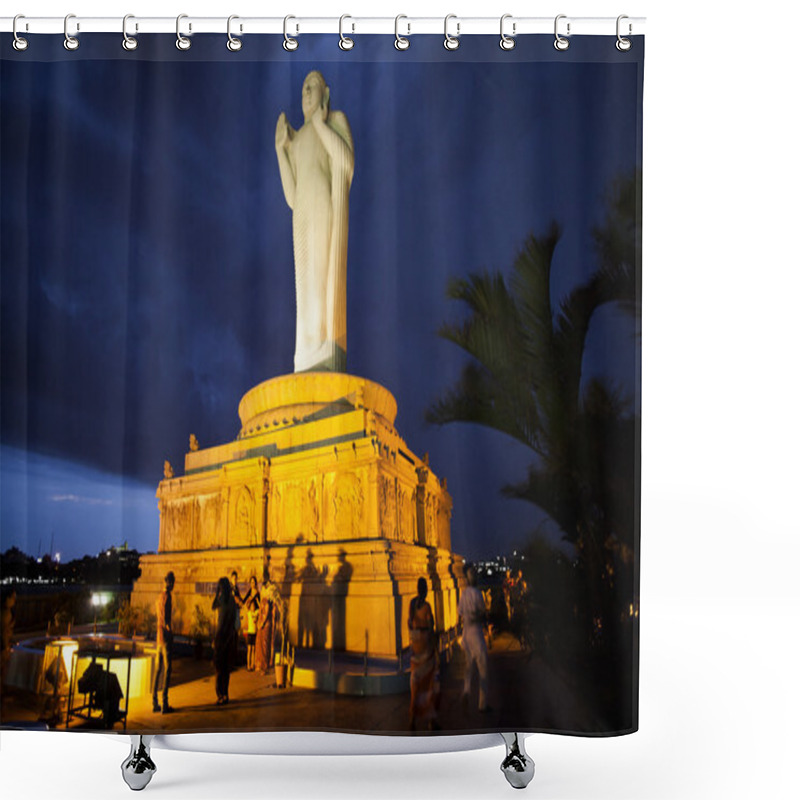 Personality  Statue Of Buddha, Hussain Sagar Shower Curtains