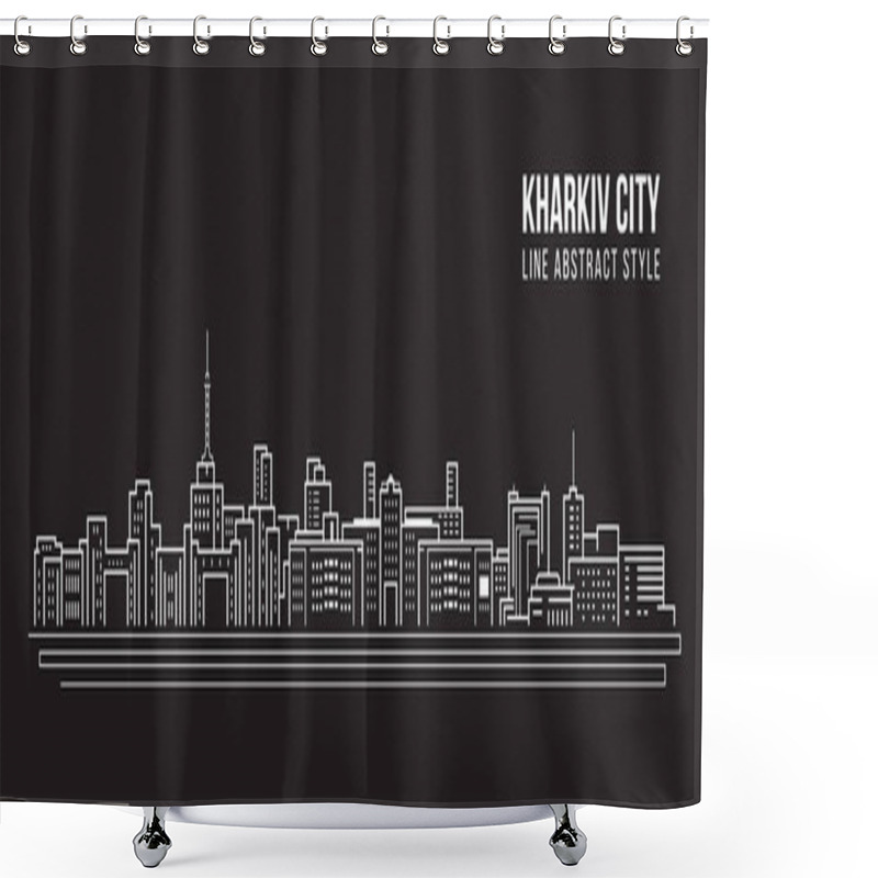 Personality  Cityscape Building Line Art Vector Illustration Design - Kharkiv City Shower Curtains