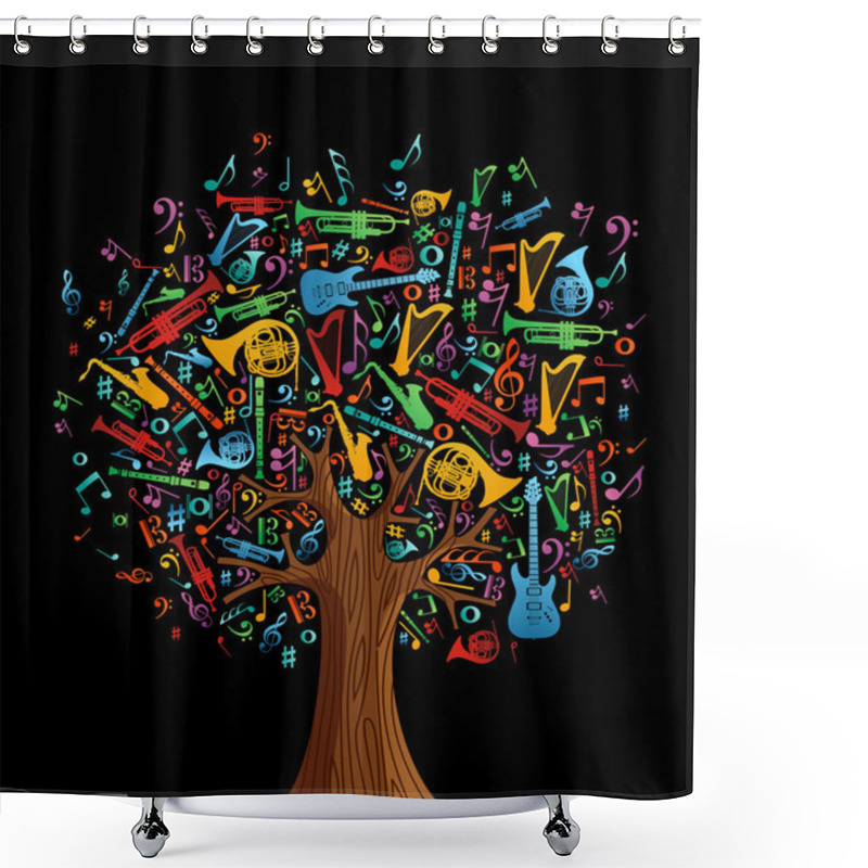 Personality  Abstract Musical Tree Made With Instruments Shower Curtains