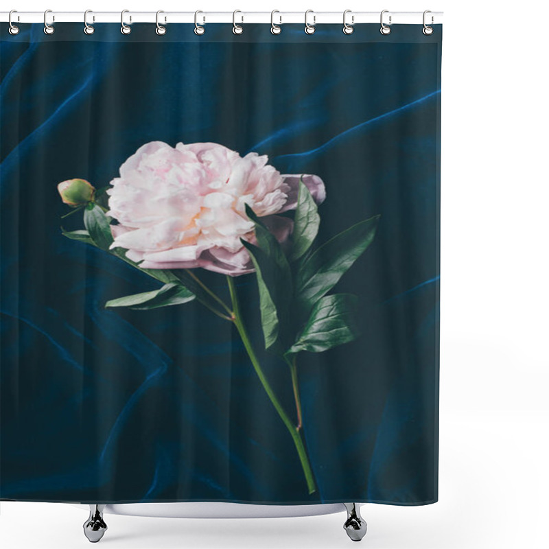 Personality  Top View Of Light Pink Peony On Dark Cloth Shower Curtains