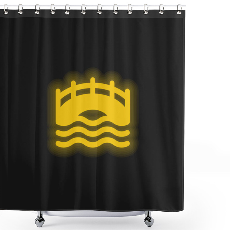 Personality  Bridge Yellow Glowing Neon Icon Shower Curtains