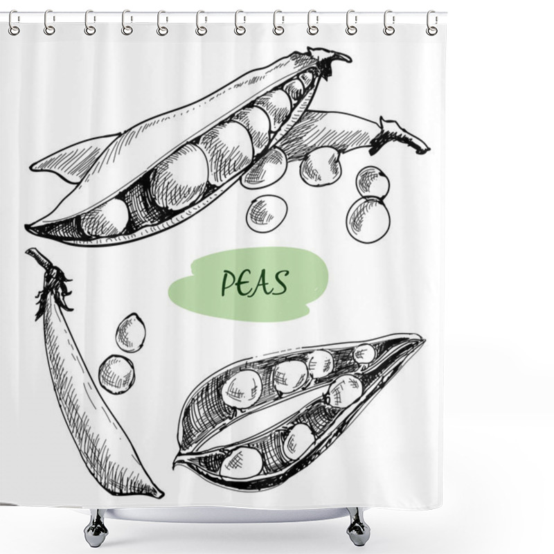 Personality  Peas. Hand Drawn Illustration Shower Curtains