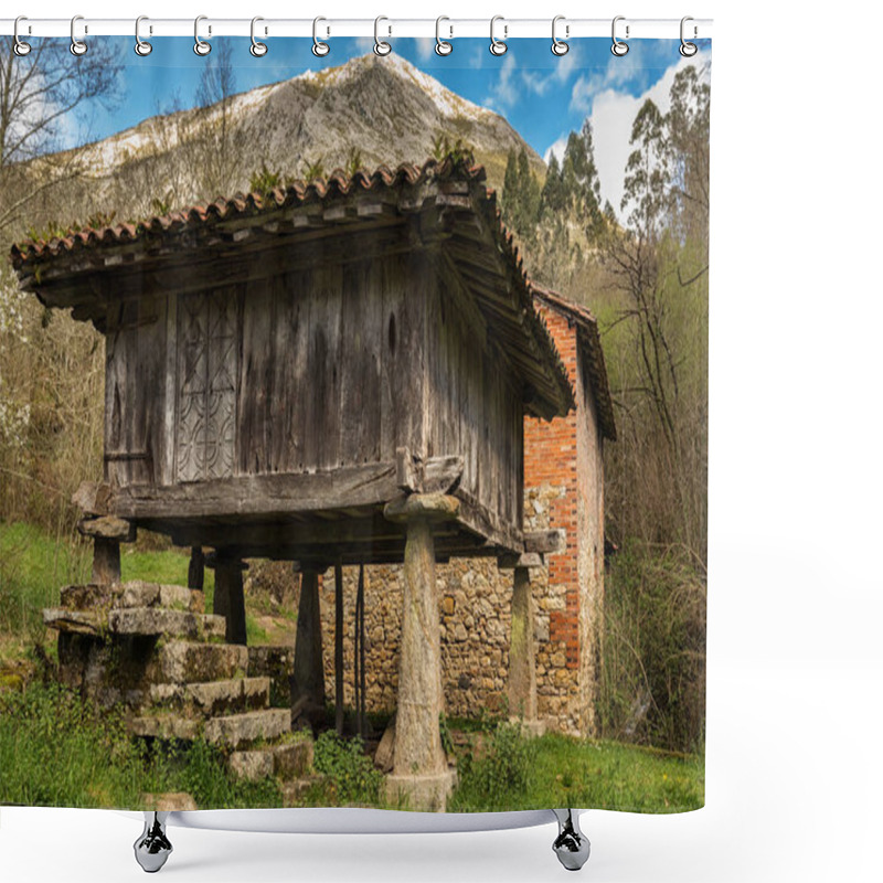 Personality  Horreo Asturiano. Asturian Barn. Shower Curtains