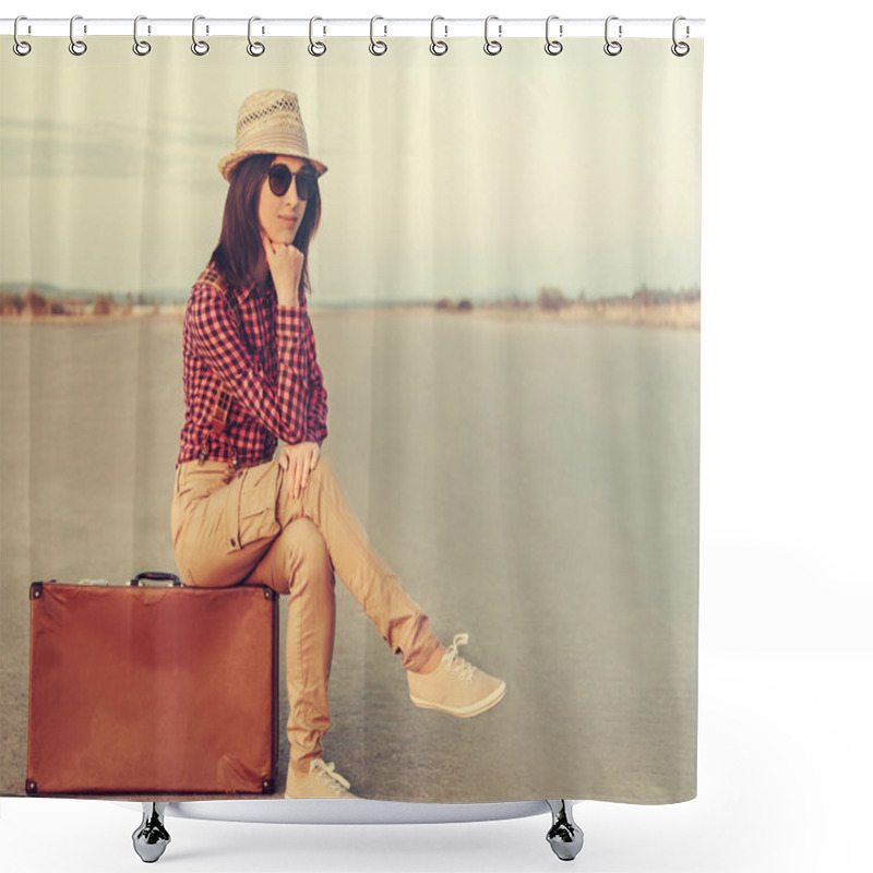 Personality  Hipster Female Traveler Shower Curtains