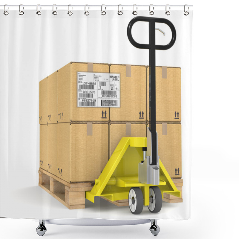 Personality  Pallet Truck With Shipping Label, EDI. Shower Curtains