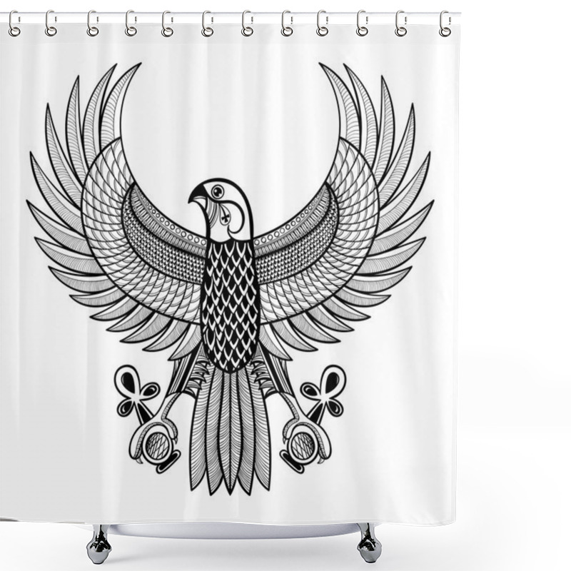 Personality  Hand Drawn Artistically Egypt Horus Falcon, Patterned Ra-bird In Shower Curtains