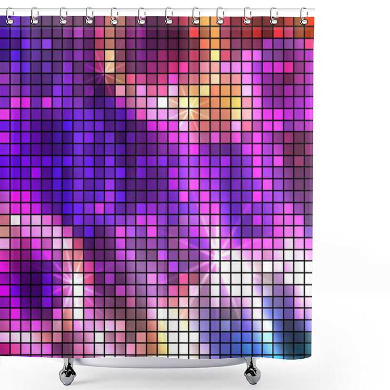 Personality  Purple Bright Sparkling Mosaic Squares Disco Shower Curtains