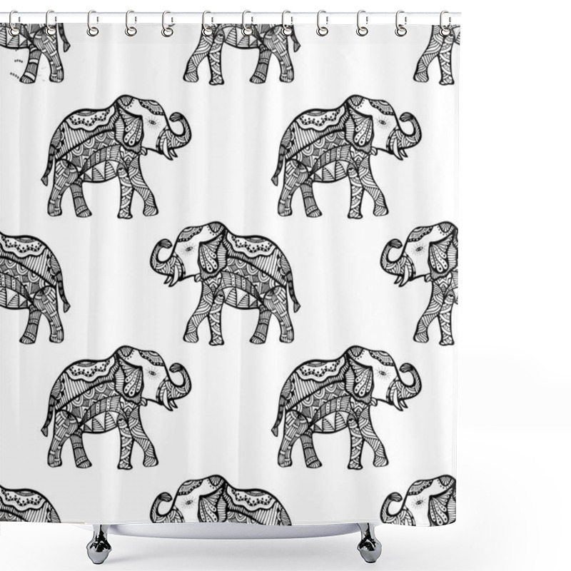 Personality  Pattern With Elephant. Shower Curtains