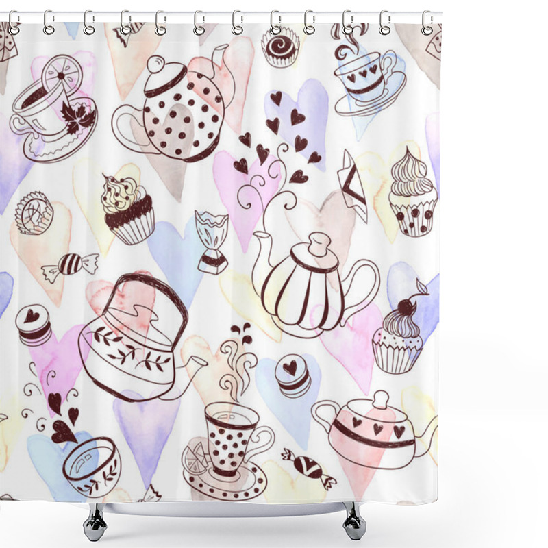 Personality  Tea Seamless Pattern Shower Curtains