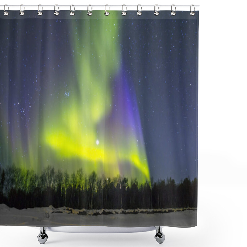 Personality  Northern Lights (Aurora Borealis) Over Snowscape. Shower Curtains