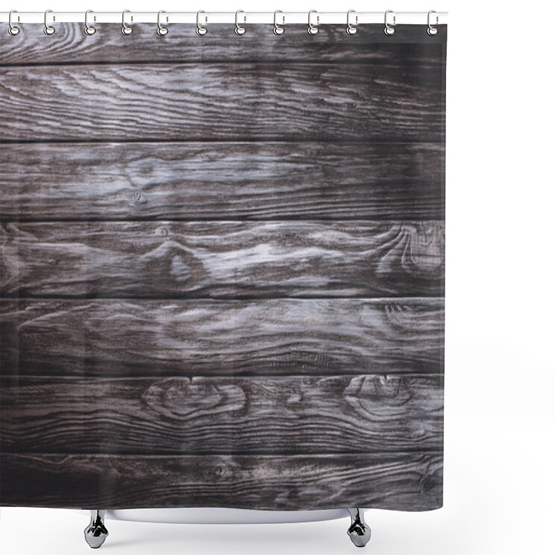 Personality  Wooden Planks Painted In Grey Background Shower Curtains