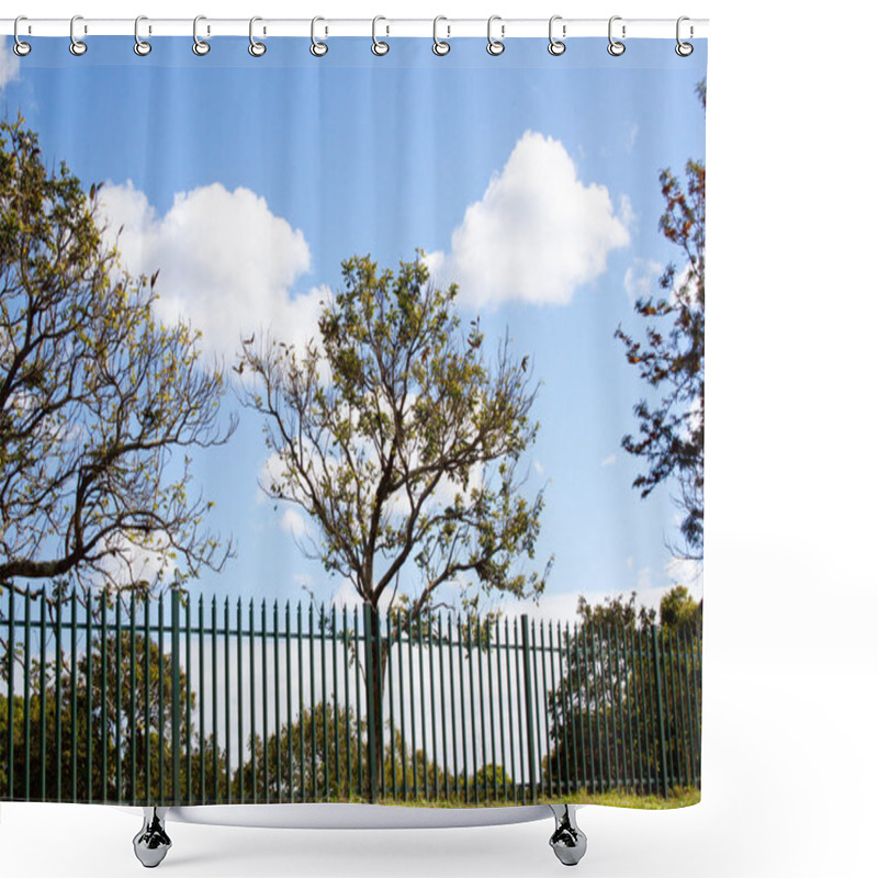 Personality  Scenic View Of Green Palisade Fence In Natural Enviorment Shower Curtains