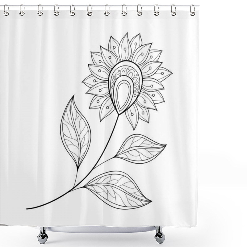 Personality  Beautiful Monochrome Contour Flower Shower Curtains