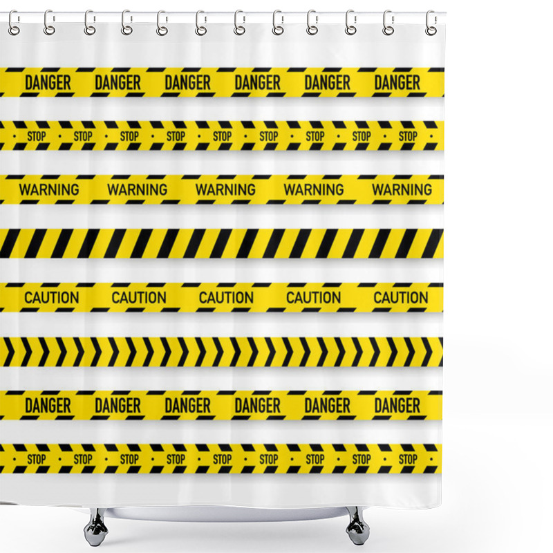 Personality  Black And Yellow Police Stripe. Vector Illustration Shower Curtains