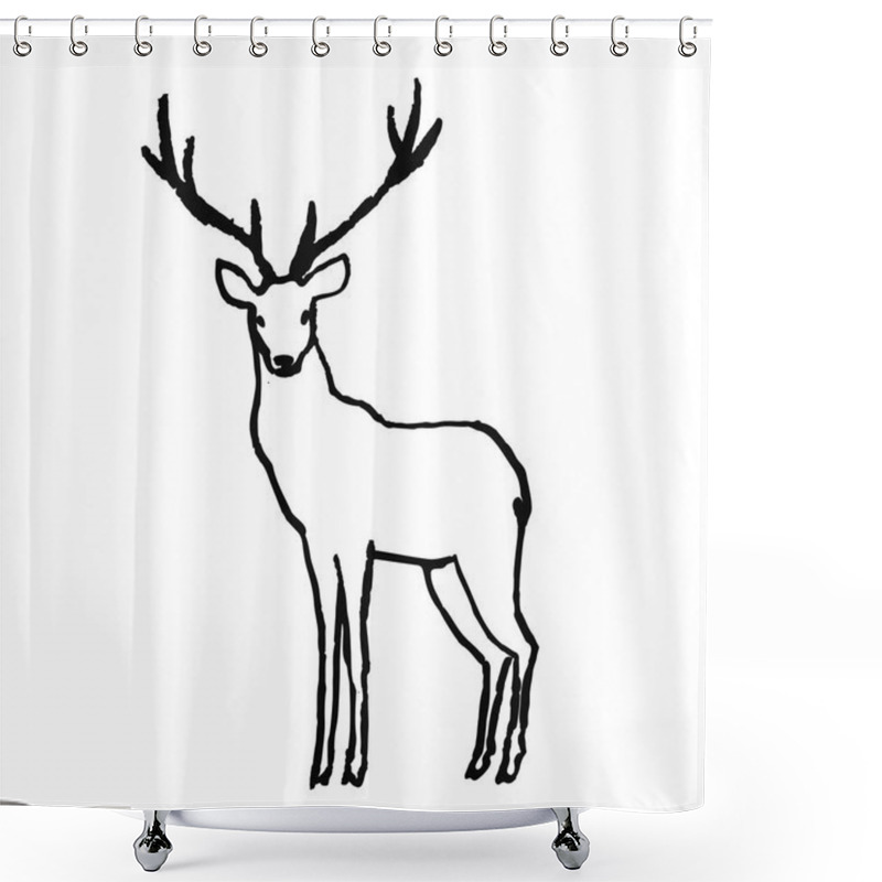 Personality  Cute Hand Drawn Animal In Scandinavian Style. Simple Line Art. Vector Illustration. Shower Curtains