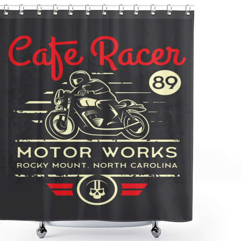 Personality  Classic Cafe Racer Motorcycle For Printing With Grunge Texture. T-shirt Printing Design. Retro Motorcycle Poster. Shower Curtains