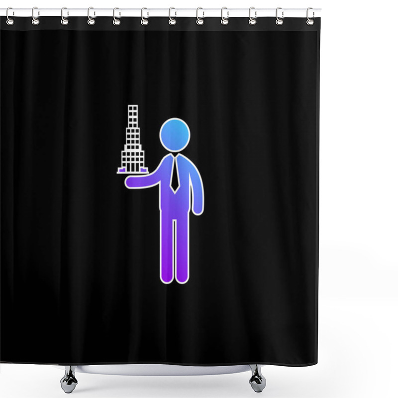 Personality  Architect With Building Project Blue Gradient Vector Icon Shower Curtains