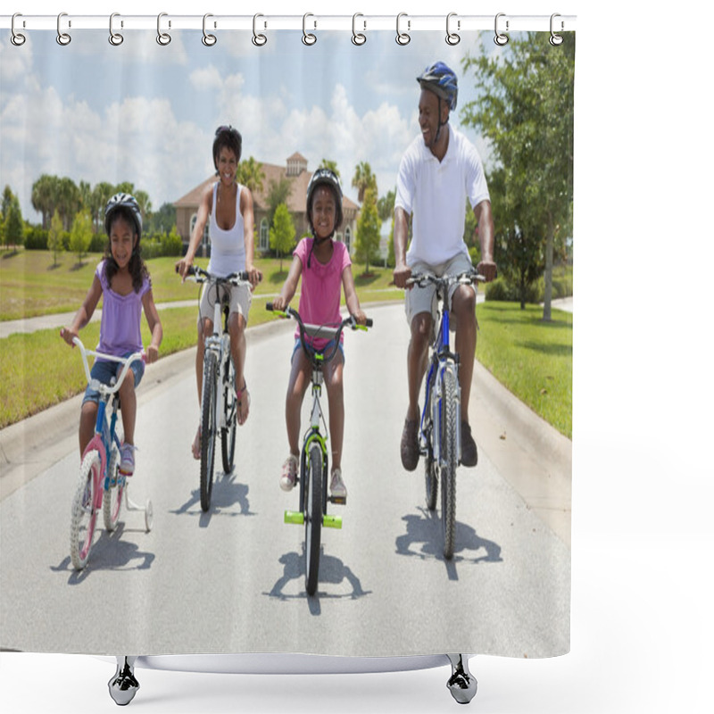 Personality  African American Family Parents And Children Cycling Shower Curtains