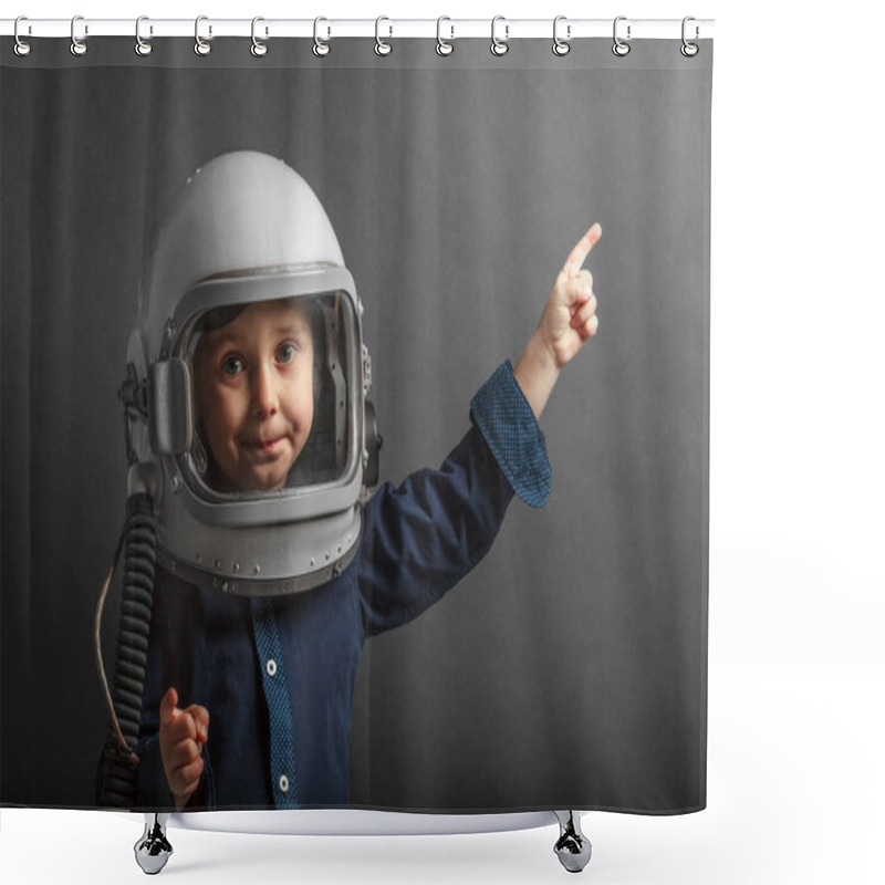 Personality  Small Child Wants To Fly An Airplane Wearing An Airplane Helmet Shower Curtains