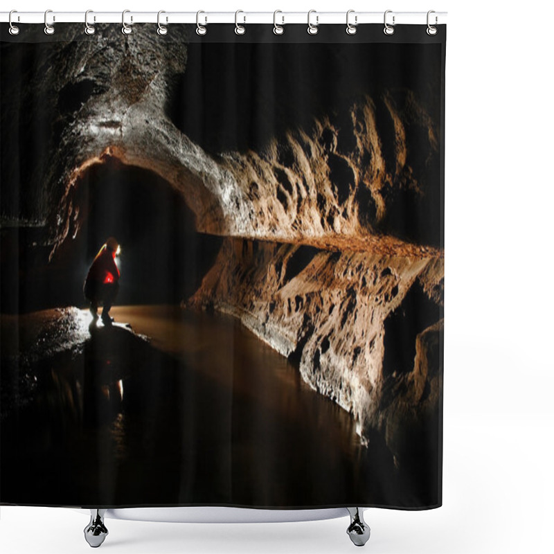 Personality  Spelunker Exploring The Cave Shower Curtains