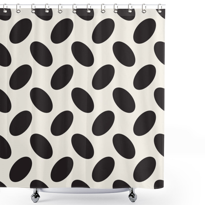 Personality  Vector Geometric Seamless Pattern With Curved Shapes Grid. Abstract Monochrome Rounded Lattice Texture. Modern Textile Background Design Shower Curtains