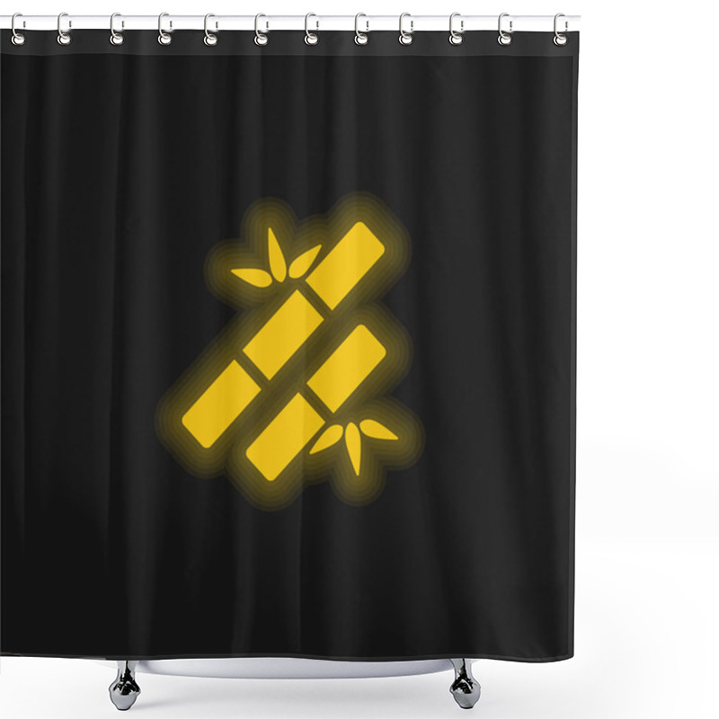 Personality  Bamboo Sticks Spa Ornament Yellow Glowing Neon Icon Shower Curtains