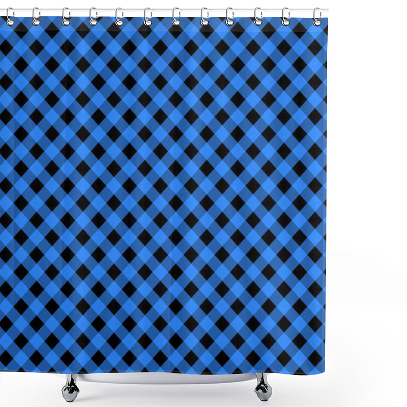 Personality  Gingham Seamless Blue And Black Pattern. Texture From Squares For Plaid, Tablecloths, Clothes, Shirts, Dresses, Paper, Bedding, Blankets, Quilts And Other Textile Products. Vector Illustration EPS 10 Shower Curtains