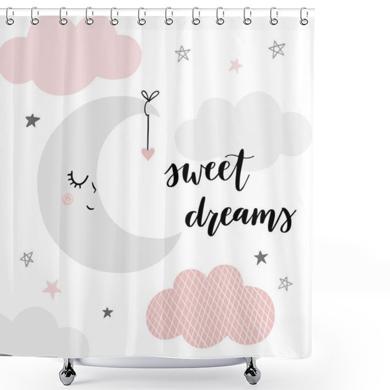 Personality  Sweet Dreams Cartoon Pattern, Vector Illustration Shower Curtains