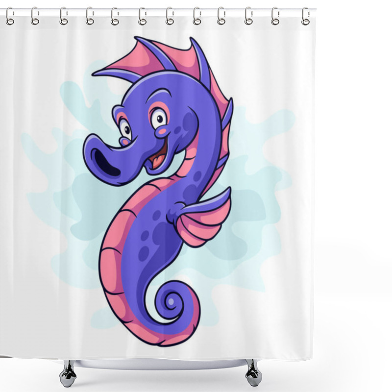 Personality  Cartoon Funny Seahorse Isolated On White Background Shower Curtains